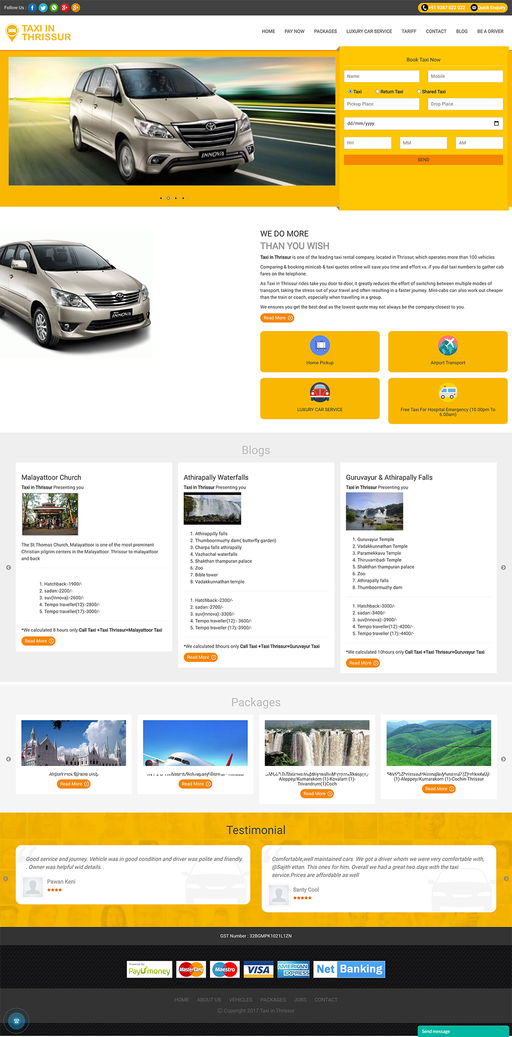 Taxi in thrissur wordpress theme
